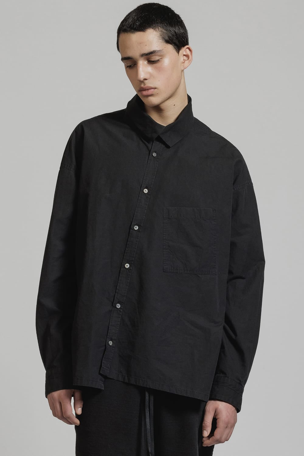 Diagonal Open High Neck Shirt