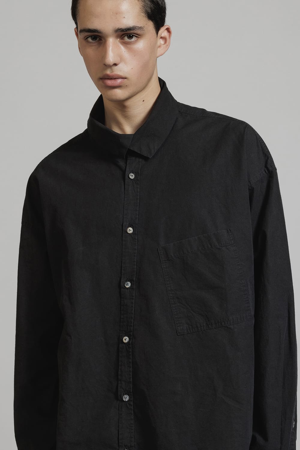 Diagonal Open High Neck Shirt