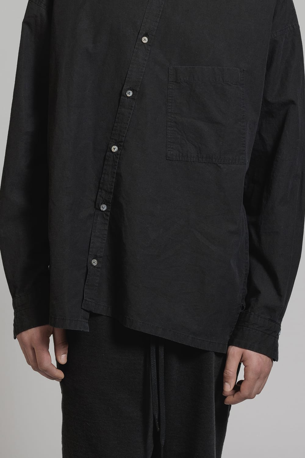 Diagonal Open High Neck Shirt