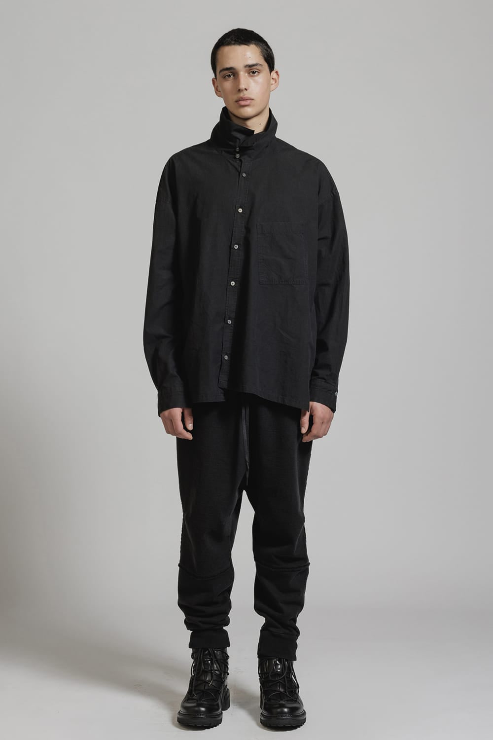 Diagonal Open High Neck Shirt