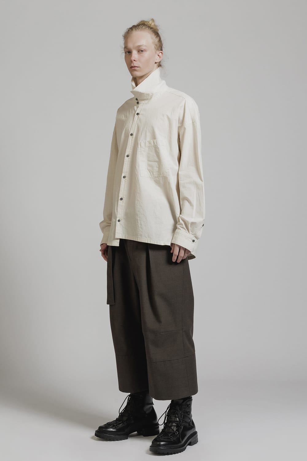 Diagonal Open High Neck Shirt