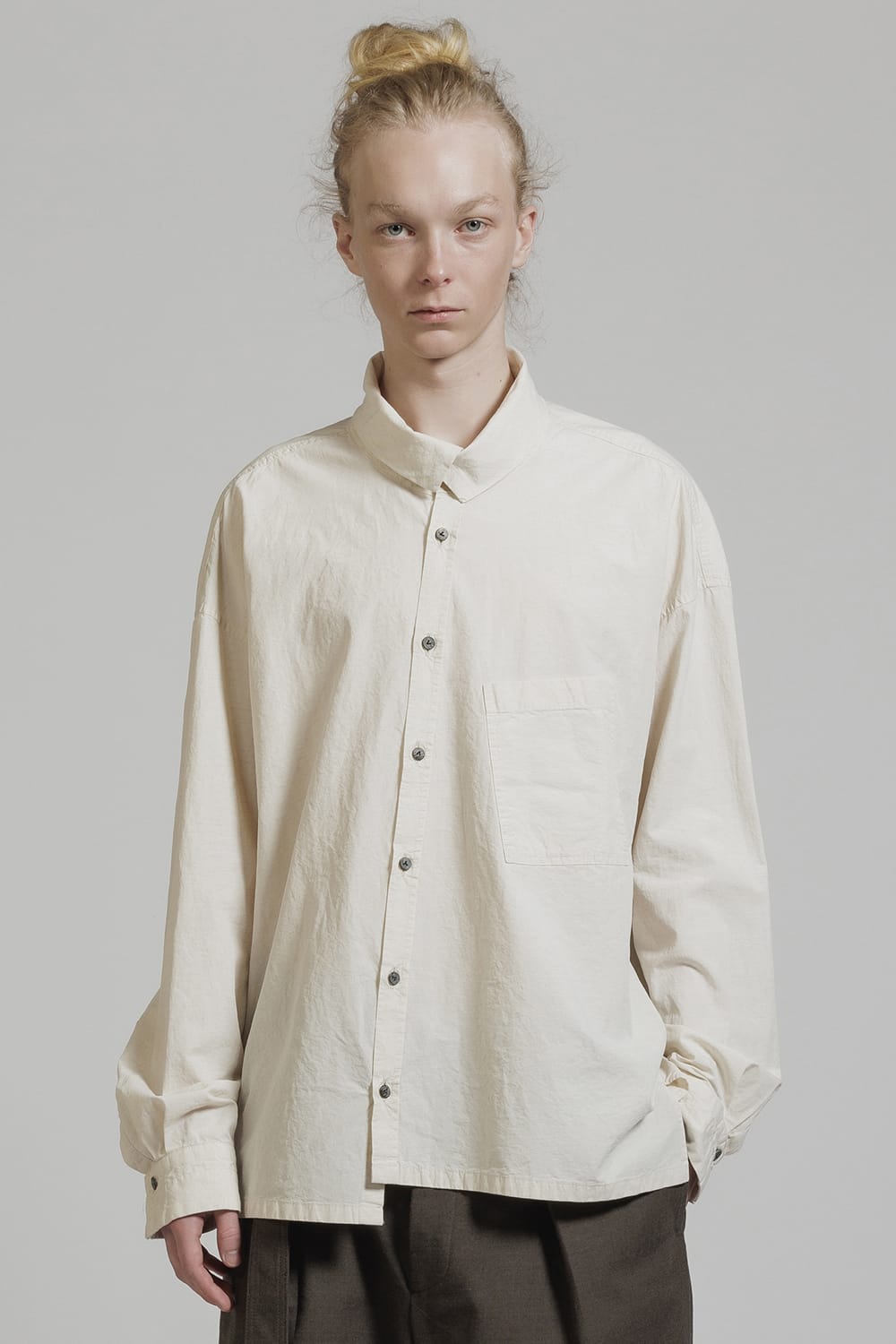 Diagonal Open High Neck Shirt