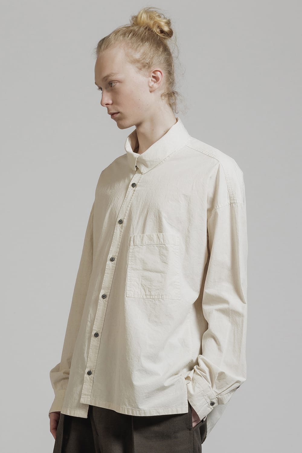 Diagonal Open High Neck Shirt