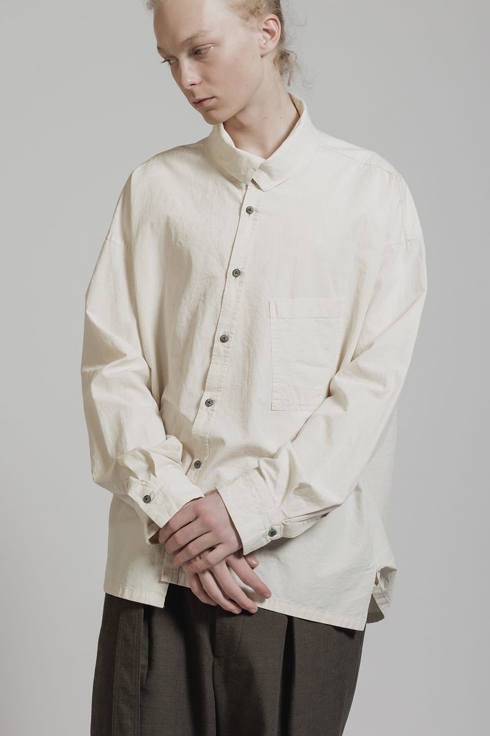 Diagonal Open High Neck Shirt