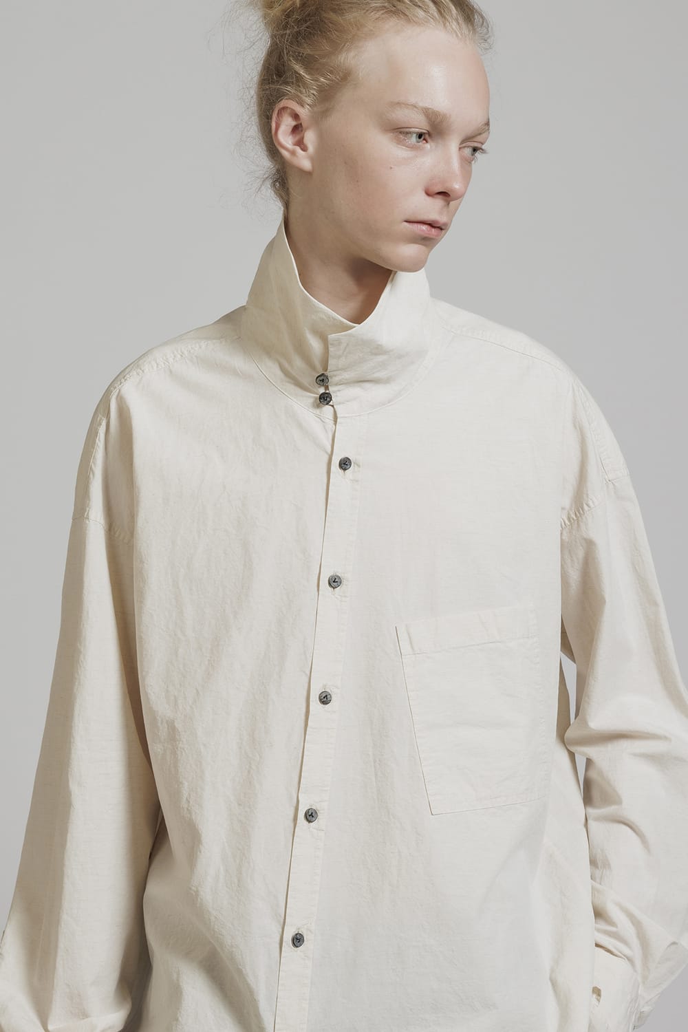 Diagonal Open High Neck Shirt