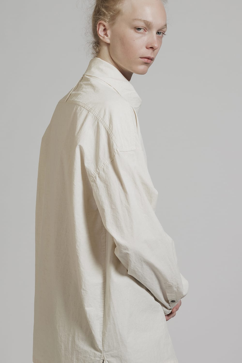 Diagonal Open High Neck Shirt