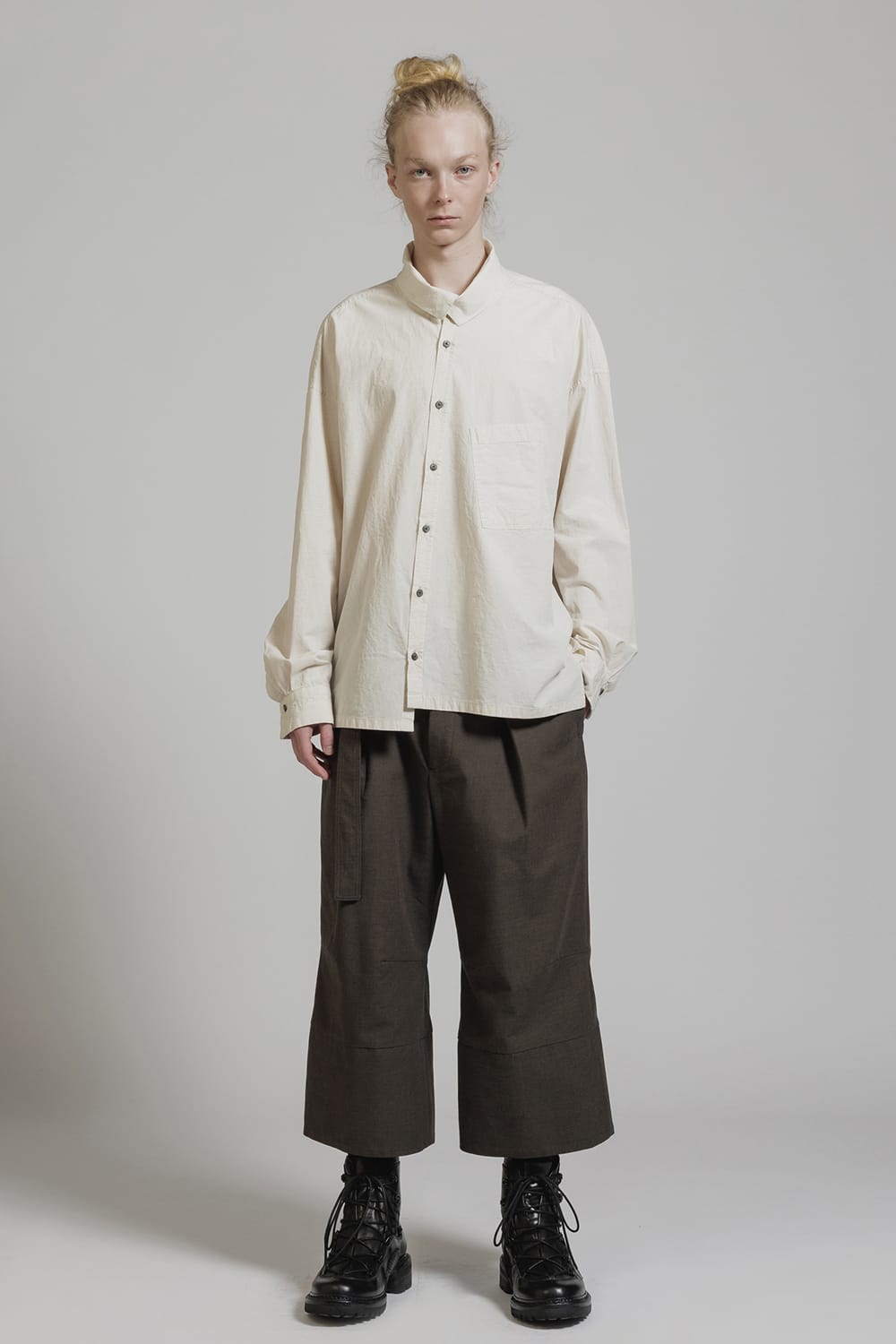 Diagonal Open High Neck Shirt