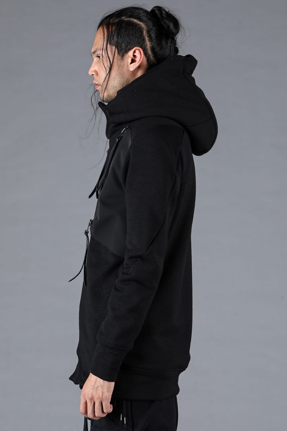 Wool Untwisted Yarn Backed Double-breasted Hooded Jacket