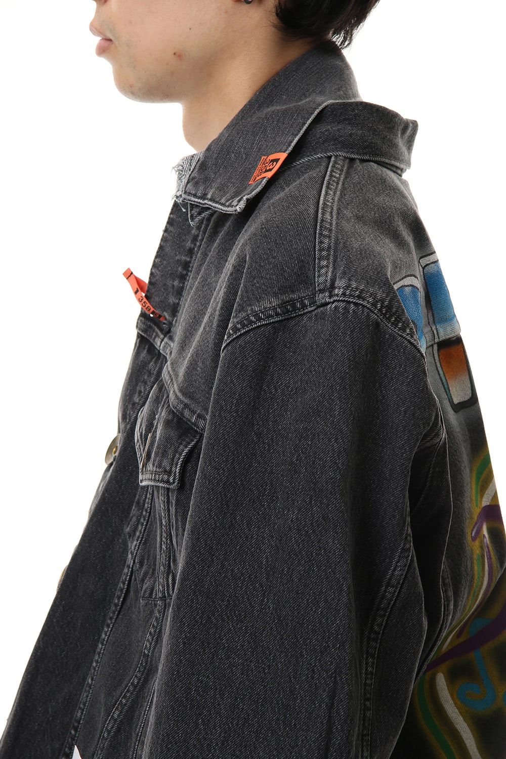 PAINTED DENIM BLOUSON Black