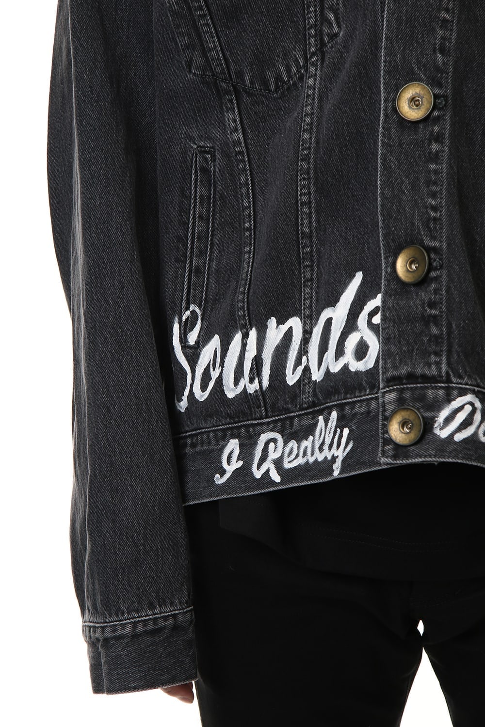 PAINTED DENIM BLOUSON Black