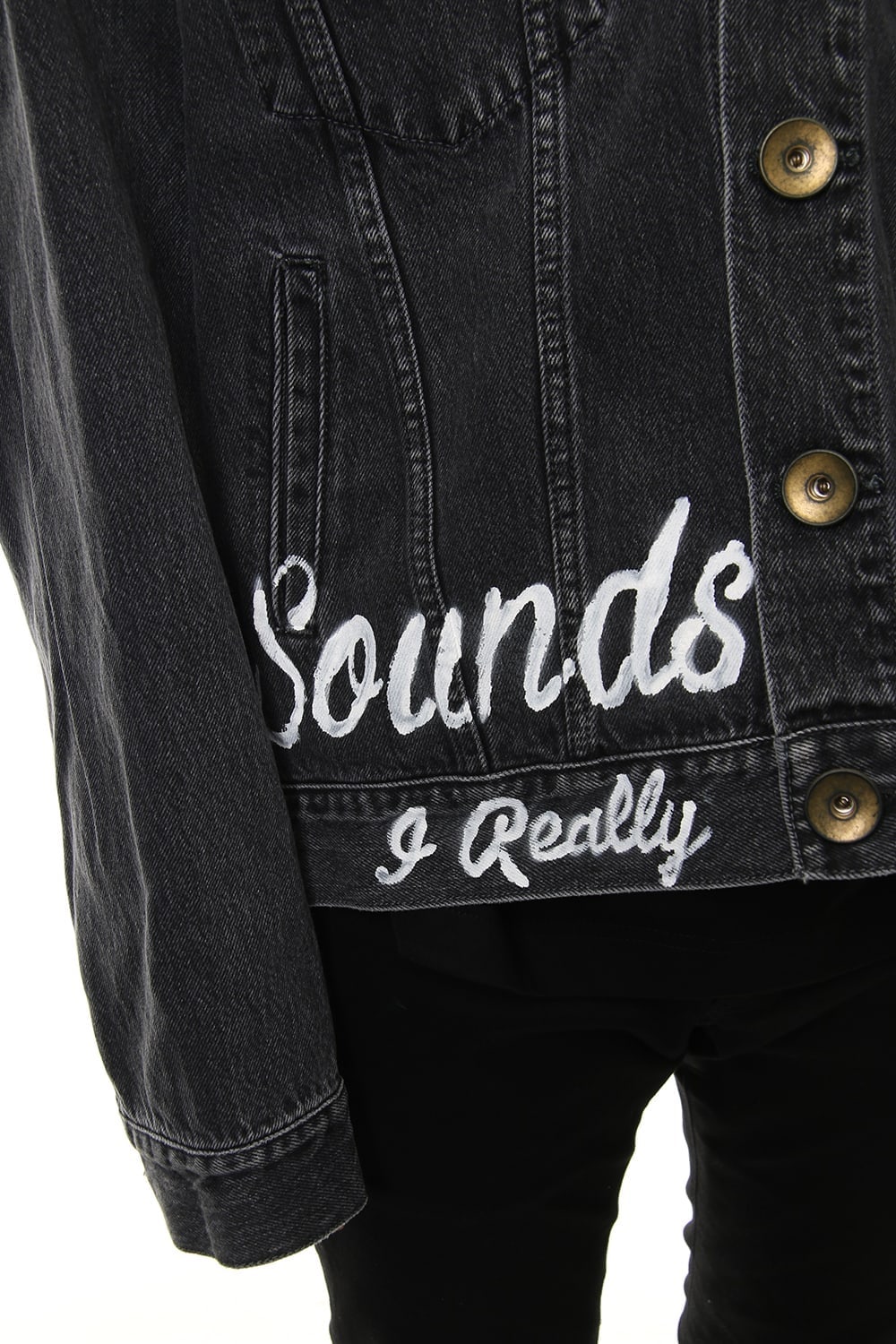 PAINTED DENIM BLOUSON Black