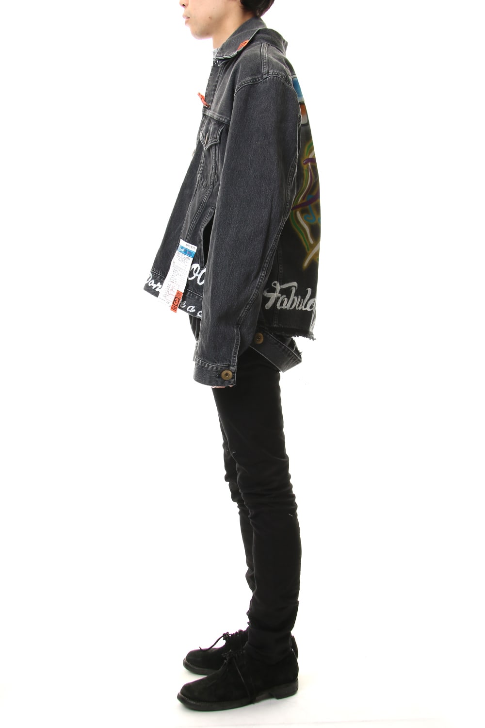 PAINTED DENIM BLOUSON Black
