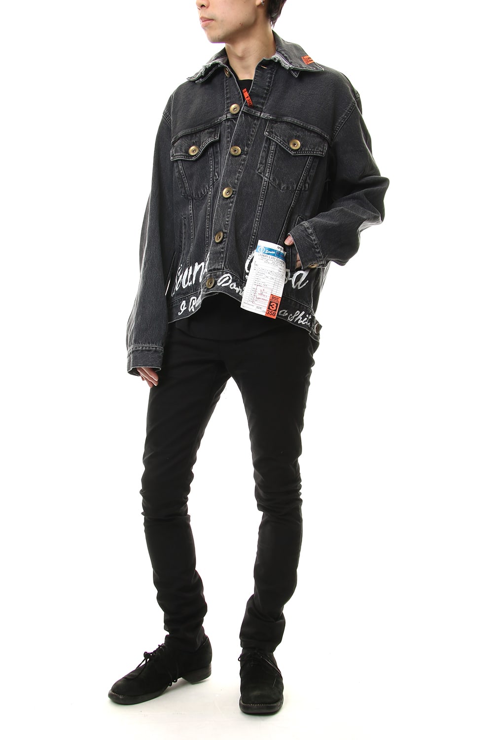 PAINTED DENIM BLOUSON Black