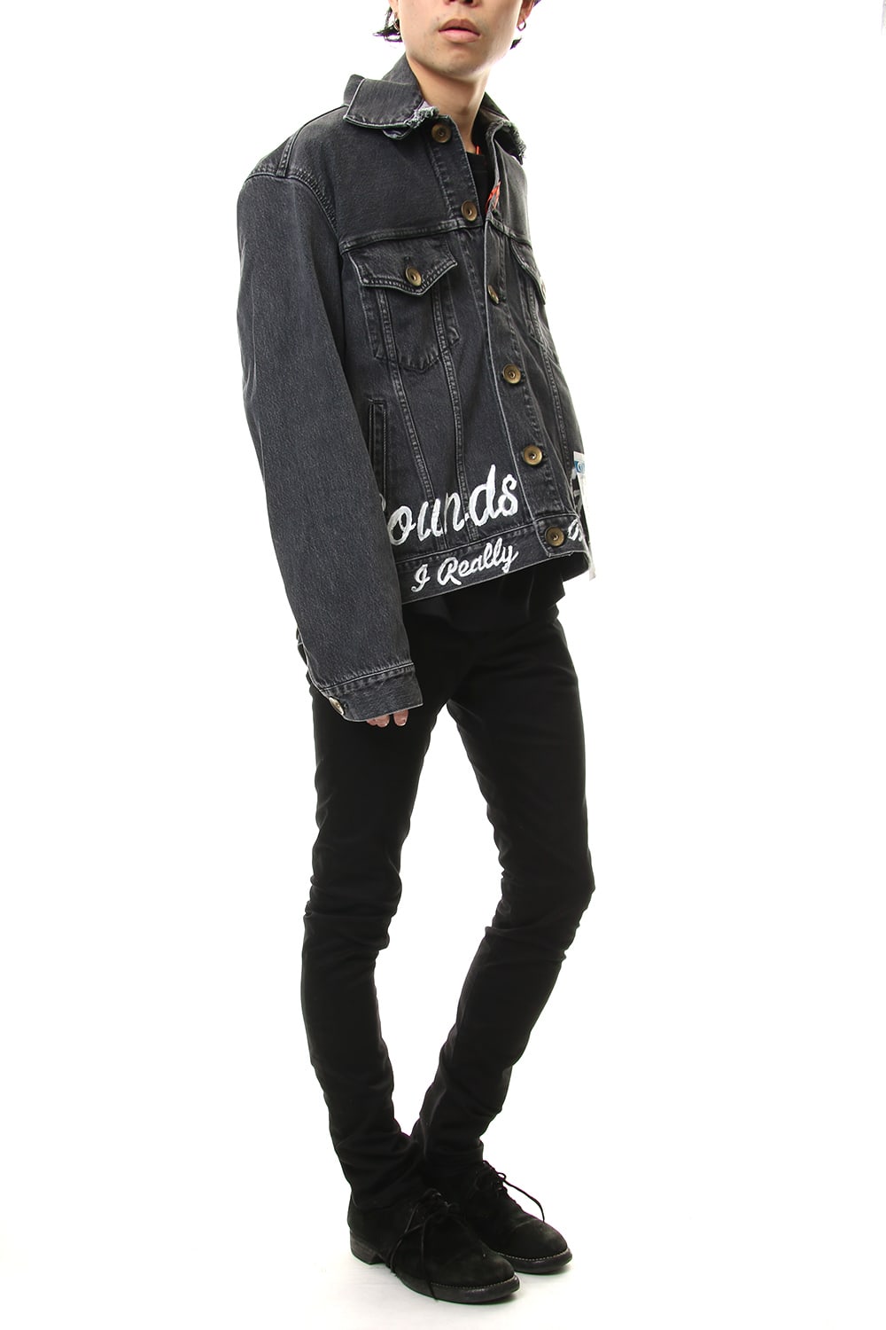 PAINTED DENIM BLOUSON Black