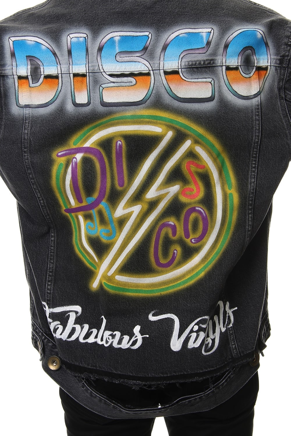 PAINTED DENIM BLOUSON Black