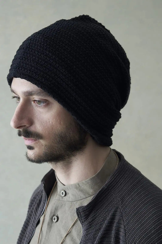 Knit cap cotton / nylon / linen Black