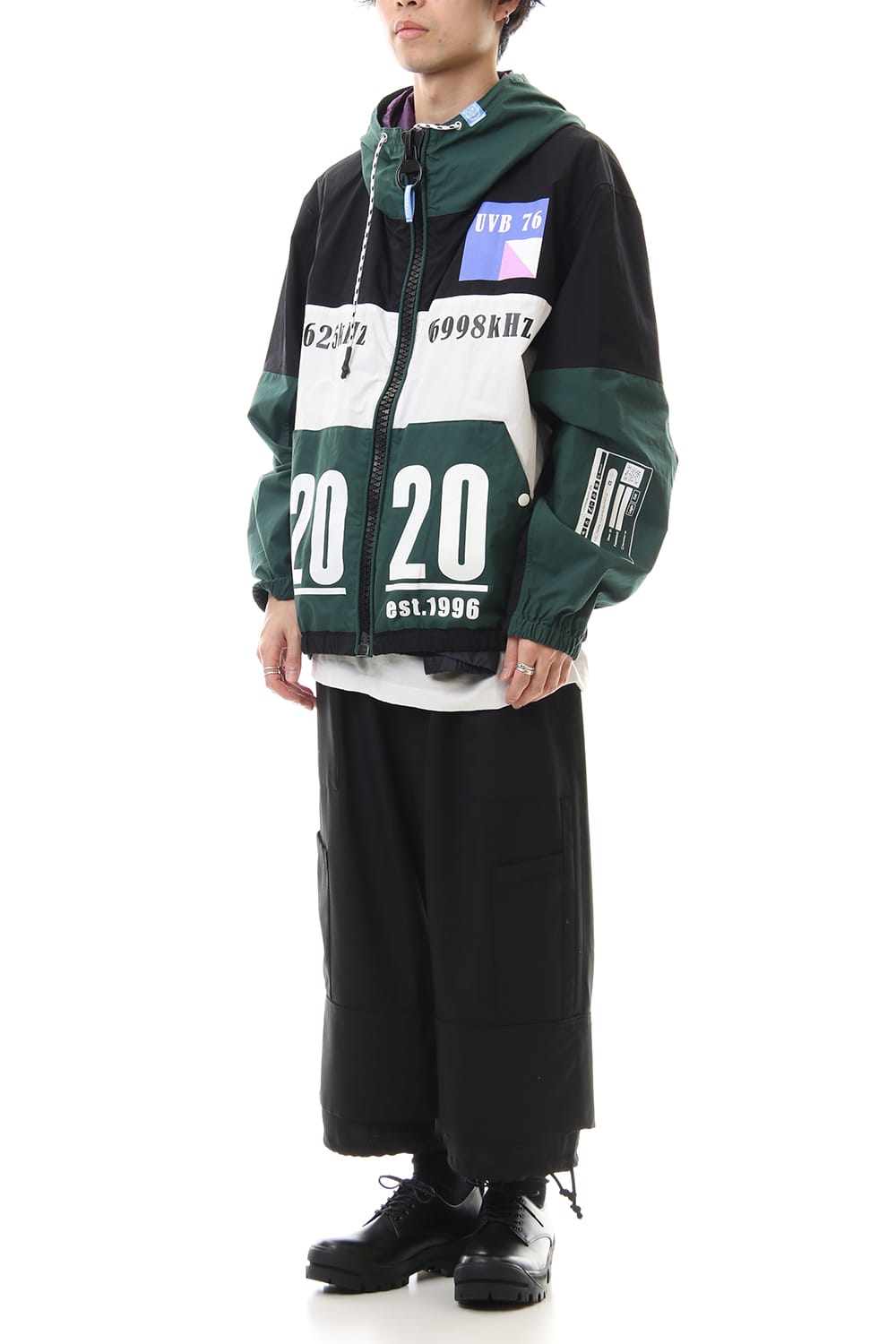 ダブル フェイス シャツ パーカー Black