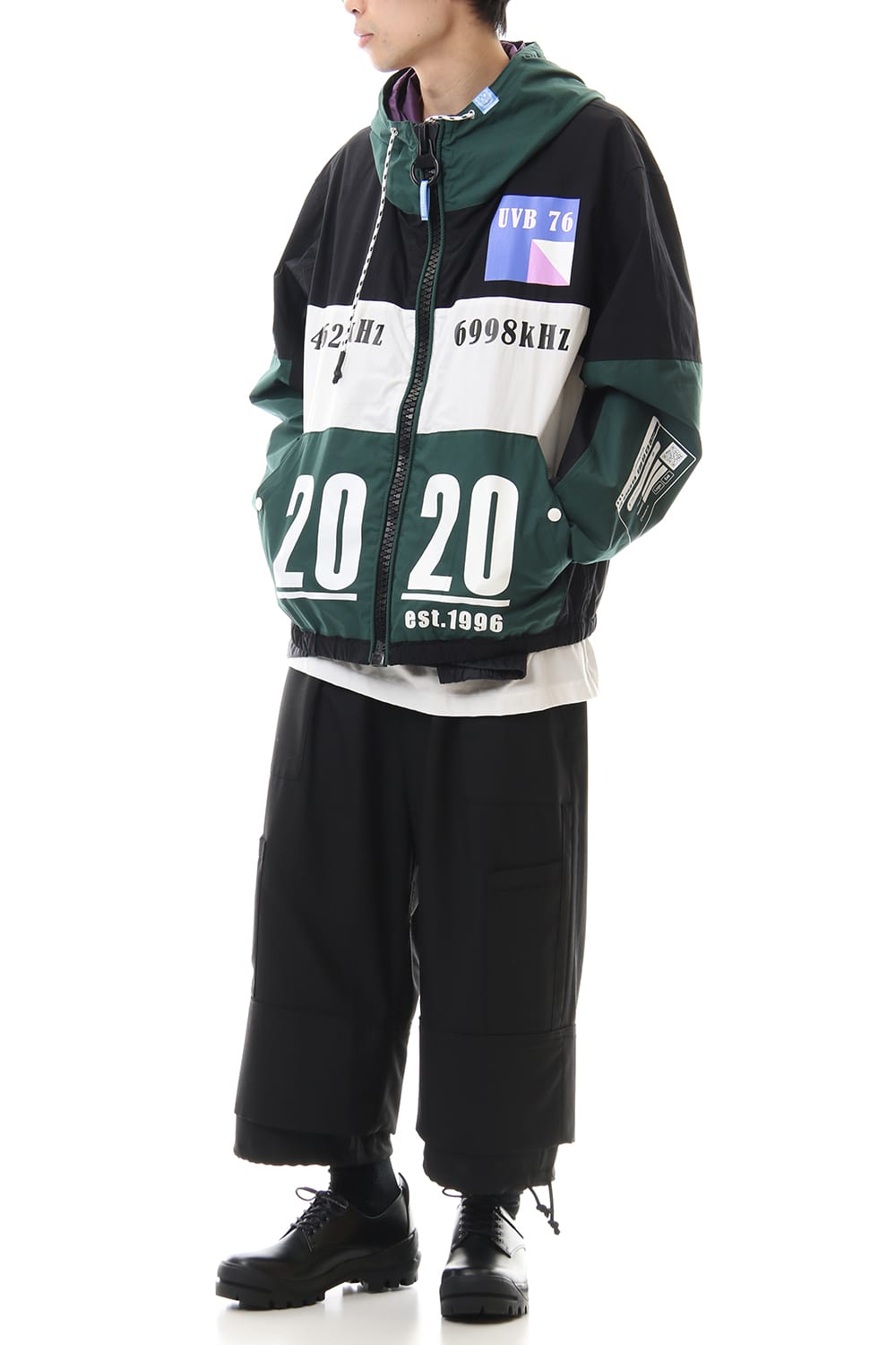 ダブル フェイス シャツ パーカー Black