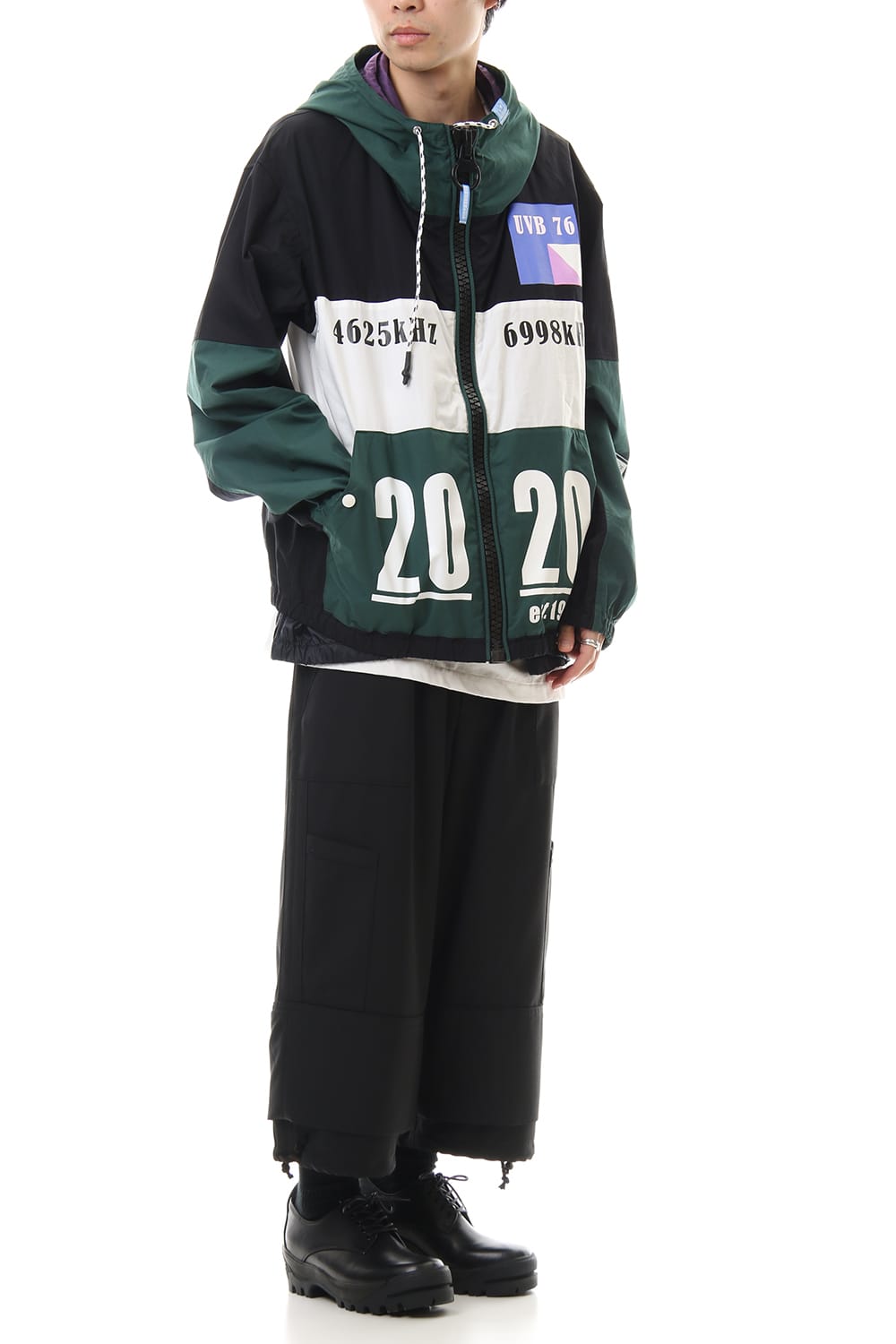 ダブル フェイス シャツ パーカー Black