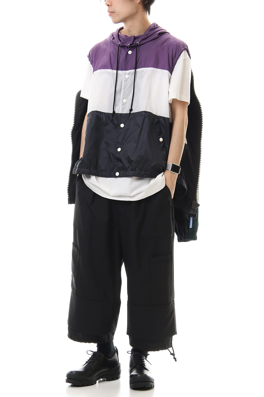 ダブル フェイス シャツ パーカー Black