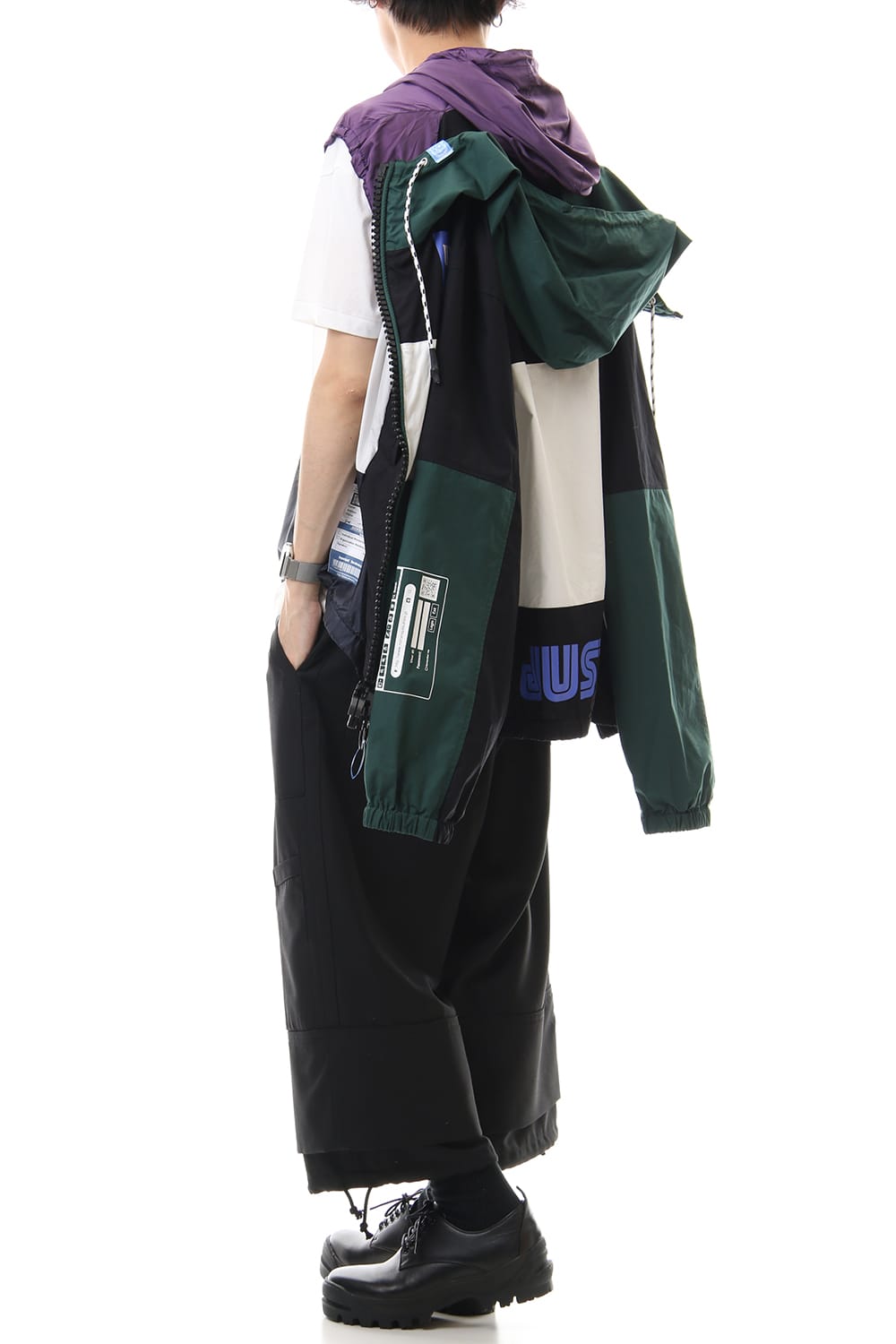 ダブル フェイス シャツ パーカー Black