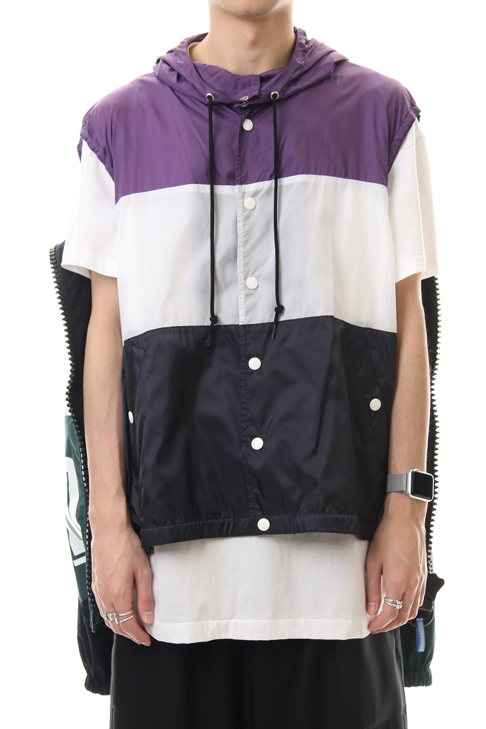 ダブル フェイス シャツ パーカー Black