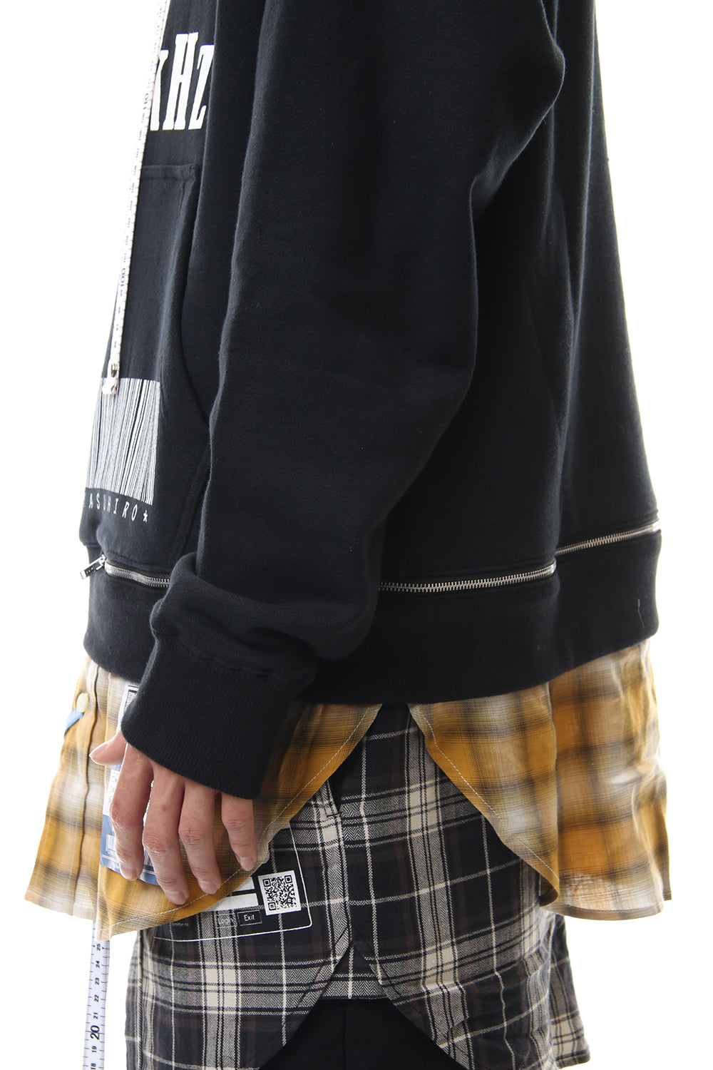 Shirt Layer Zip Slit Hoodie