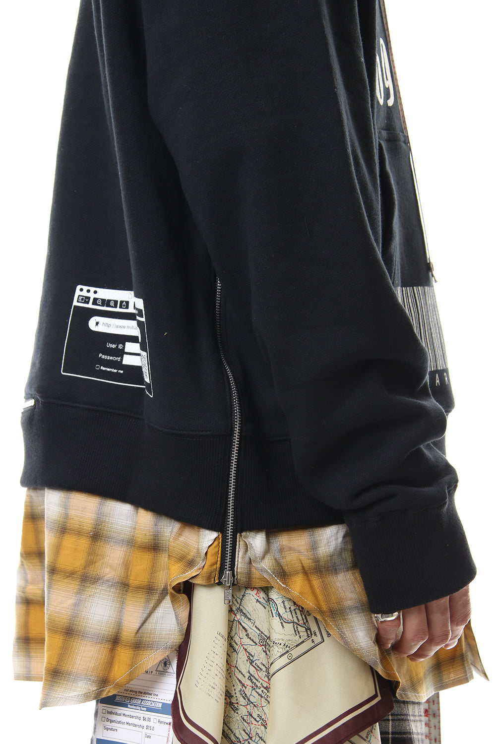 Shirt Layer Zip Slit Hoodie