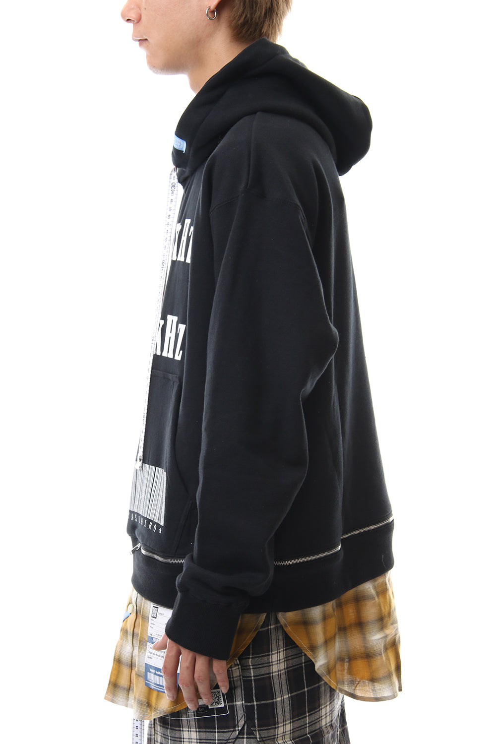 Shirt Layer Zip Slit Hoodie