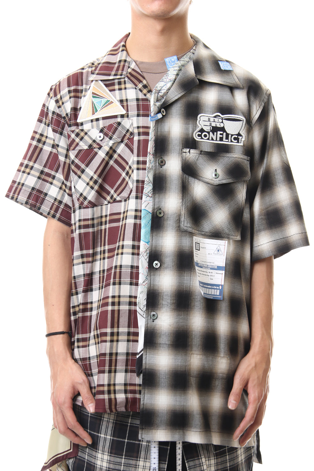 Mix Pattern H/S Shirts Black