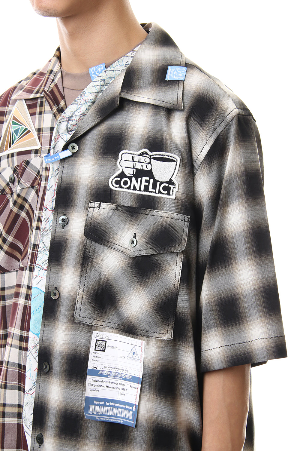 Mix Pattern H/S Shirts Black