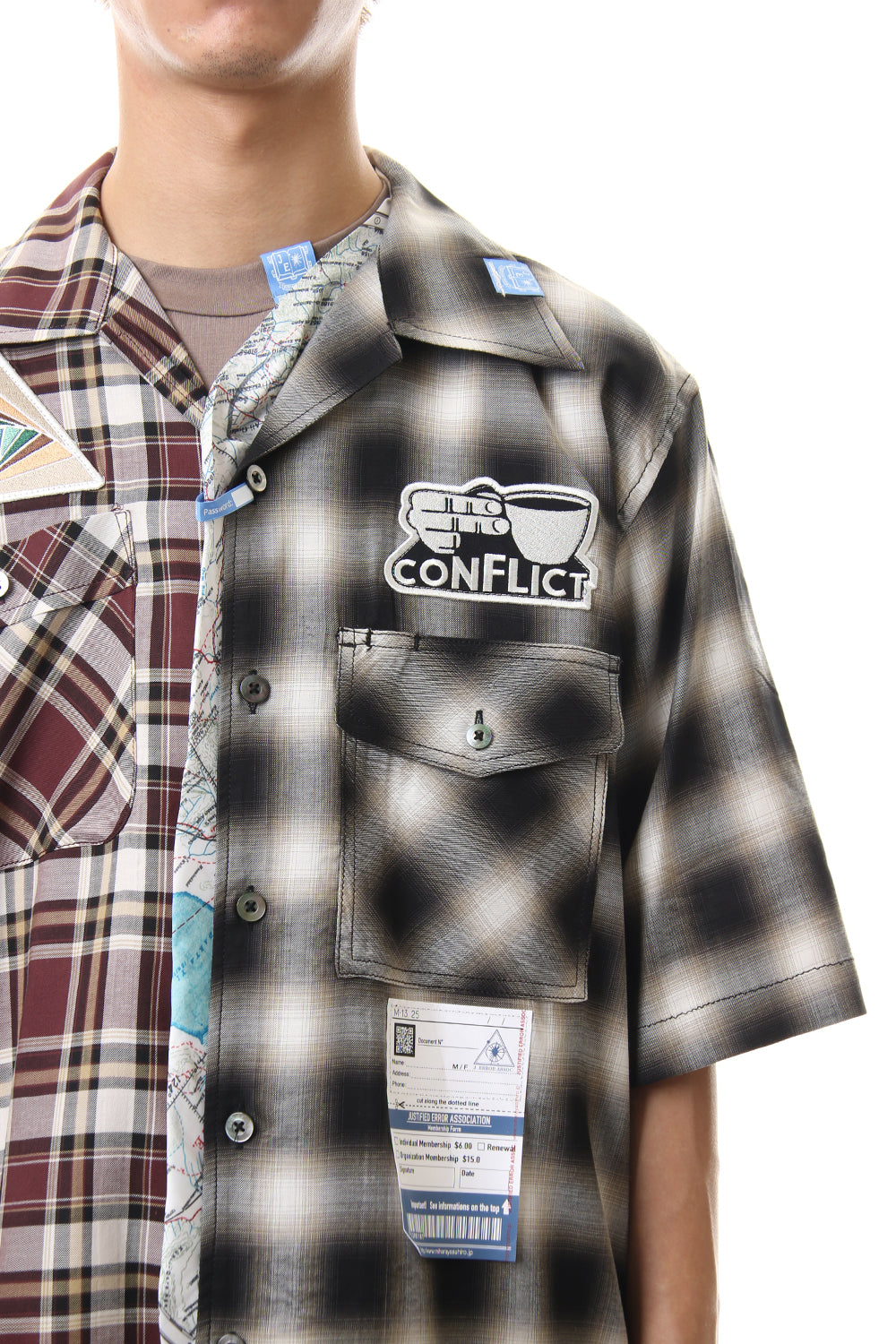 Mix Pattern H/S Shirts Black