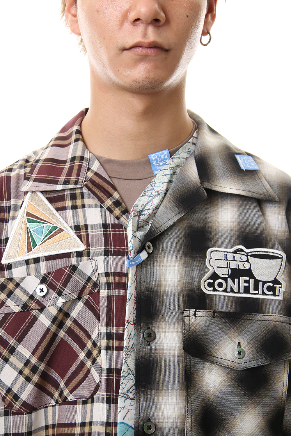 Mix Pattern H/S Shirts Black