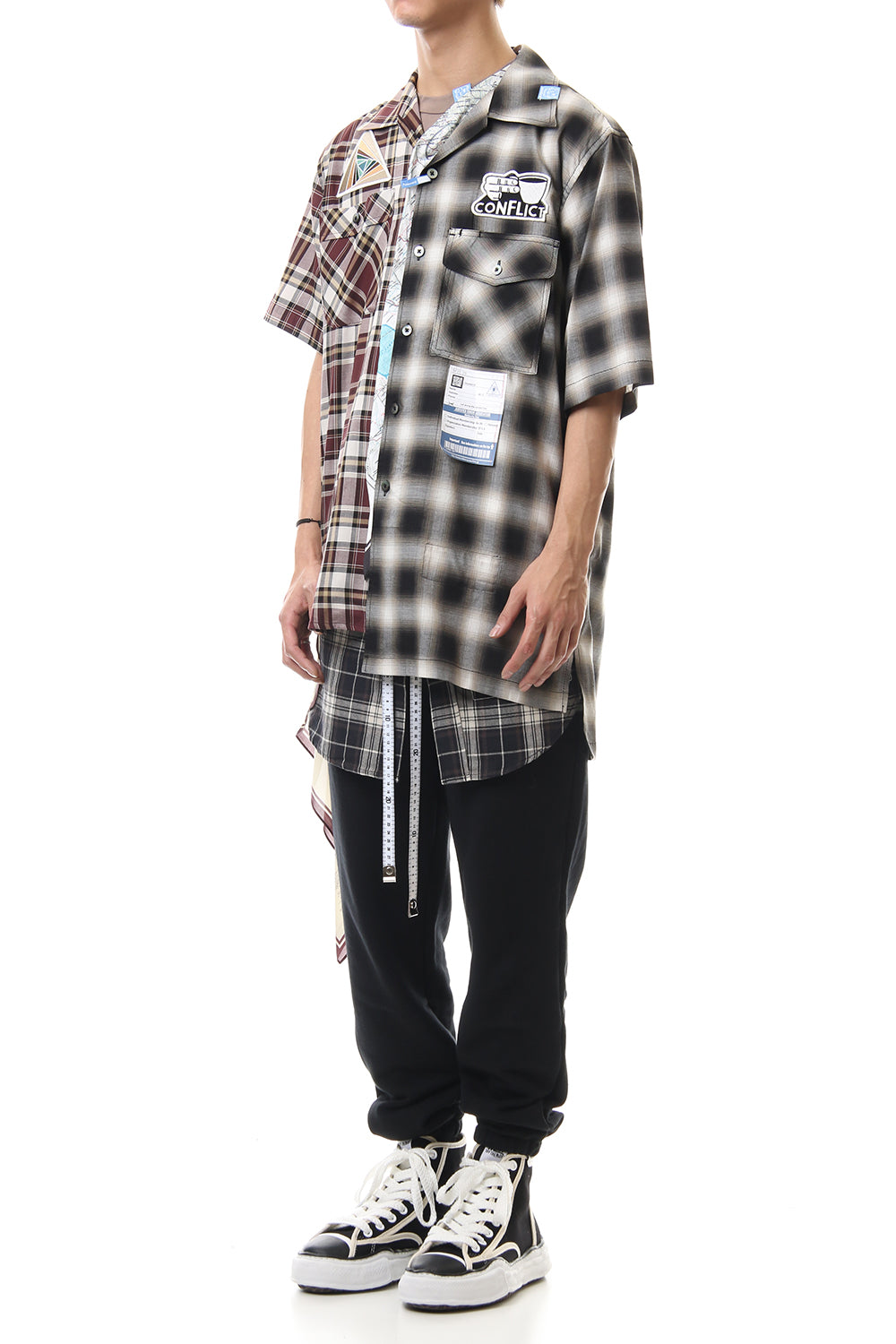 Mix Pattern H/S Shirts Black