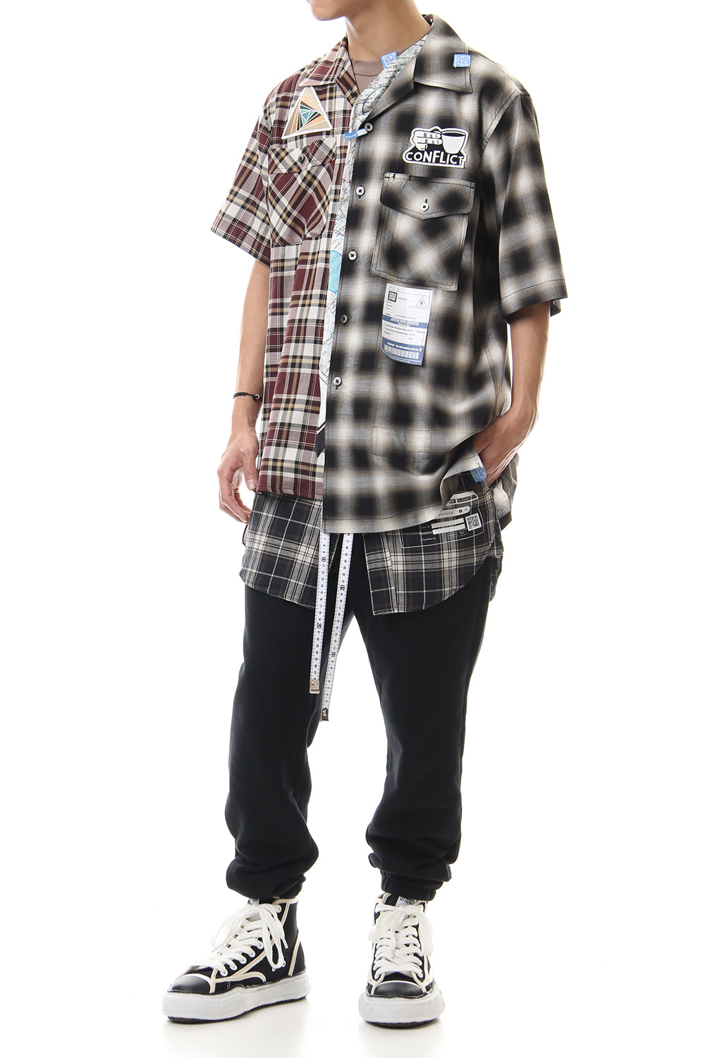 Mix Pattern H/S Shirts Black