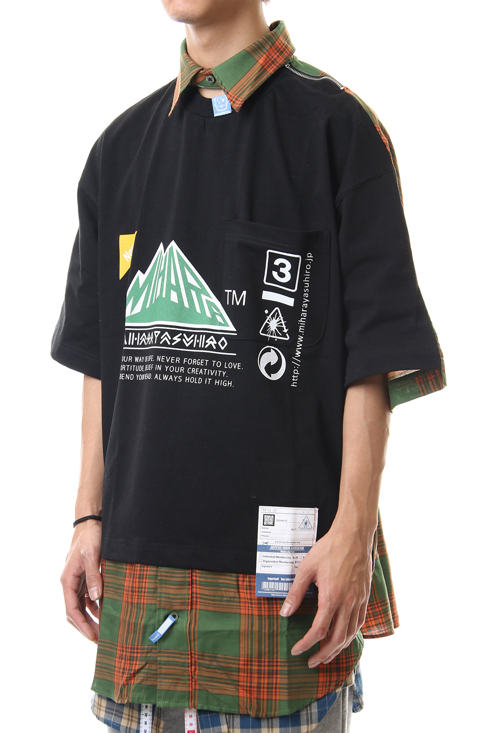 Shirt Docking Zip Slit T-shirt Black