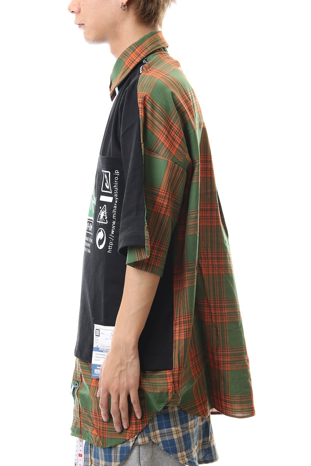 Shirt Docking Zip Slit T-shirt Black