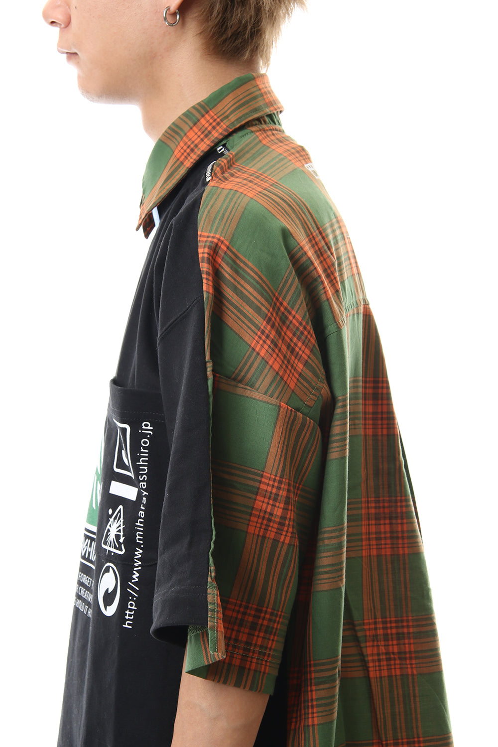 Shirt Docking Zip Slit T-shirt Black