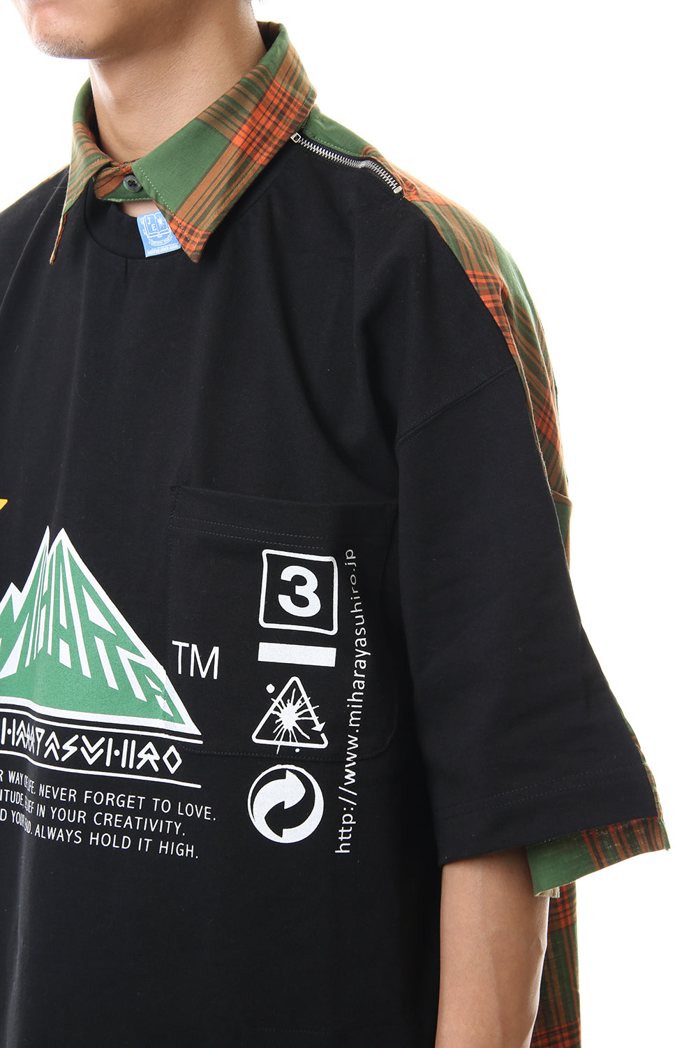 Shirt Docking Zip Slit T-shirt Black