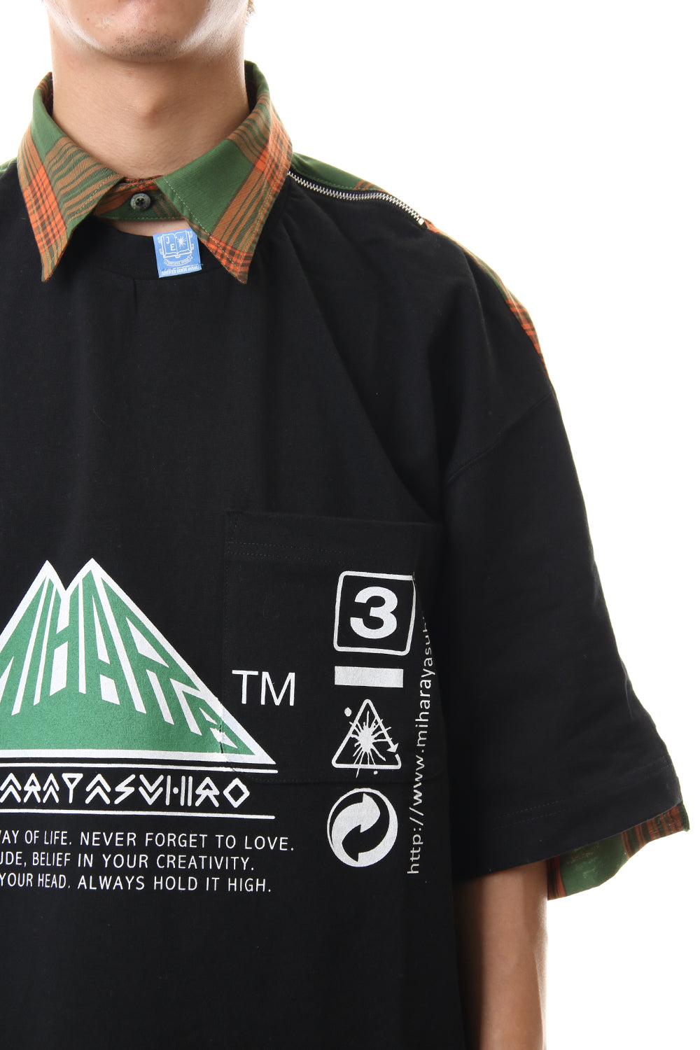 Shirt Docking Zip Slit T-shirt Black