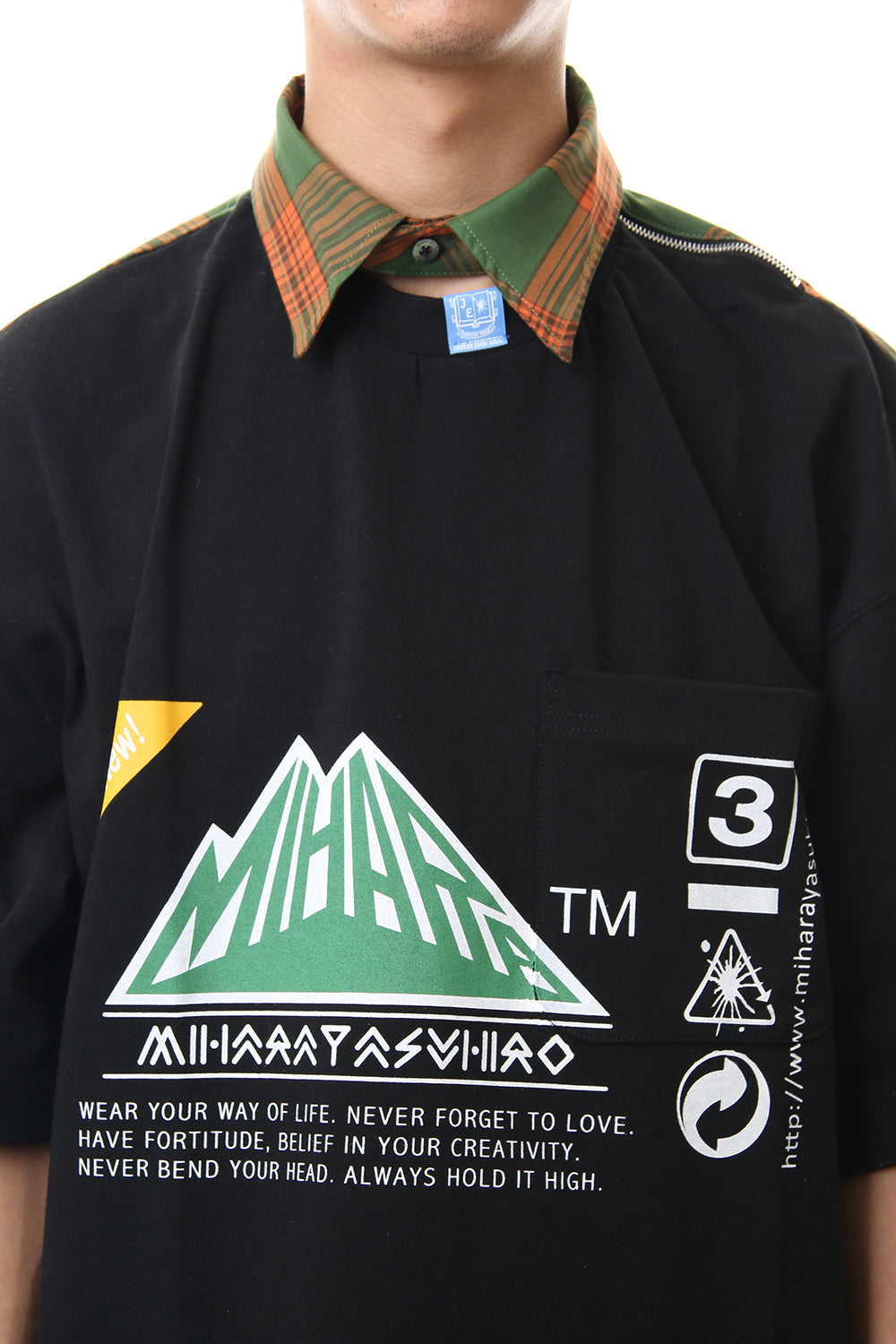 Shirt Docking Zip Slit T-shirt Black