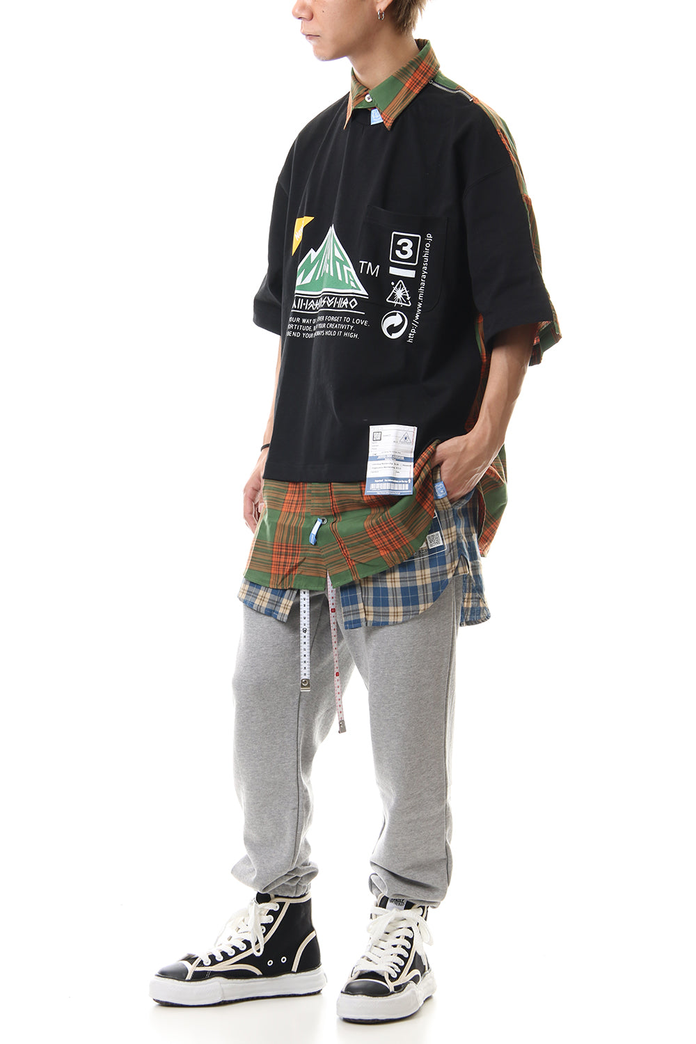 Shirt Docking Zip Slit T-shirt Black