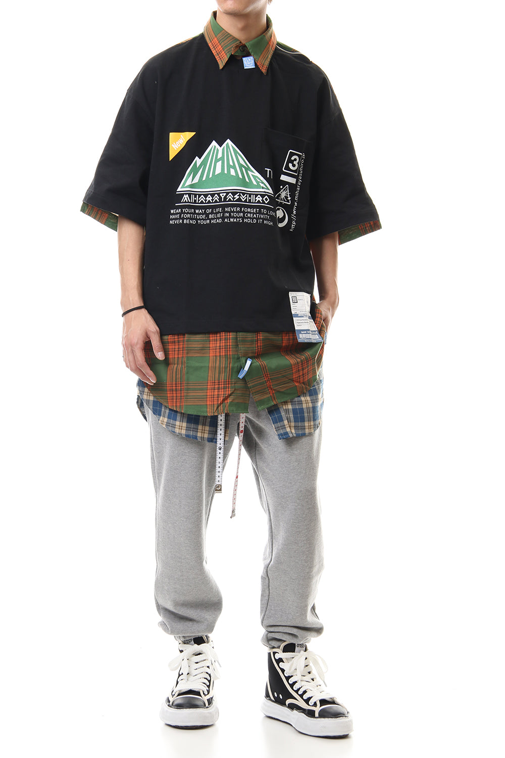 Shirt Docking Zip Slit T-shirt Black