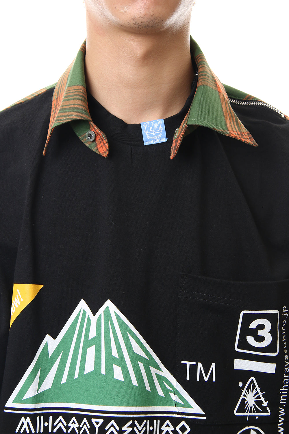 Shirt Docking Zip Slit T-shirt Black