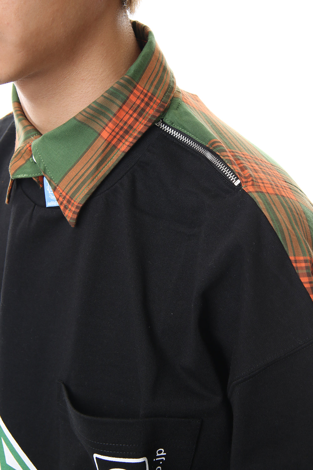 Shirt Docking Zip Slit T-shirt Black