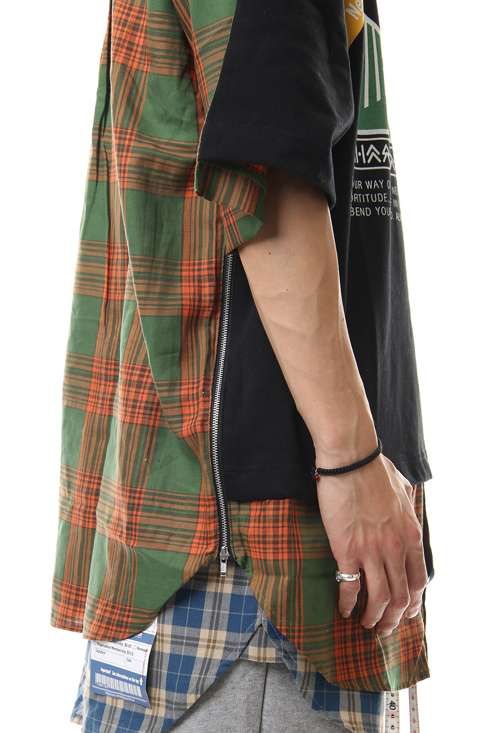 Shirt Docking Zip Slit T-shirt Black