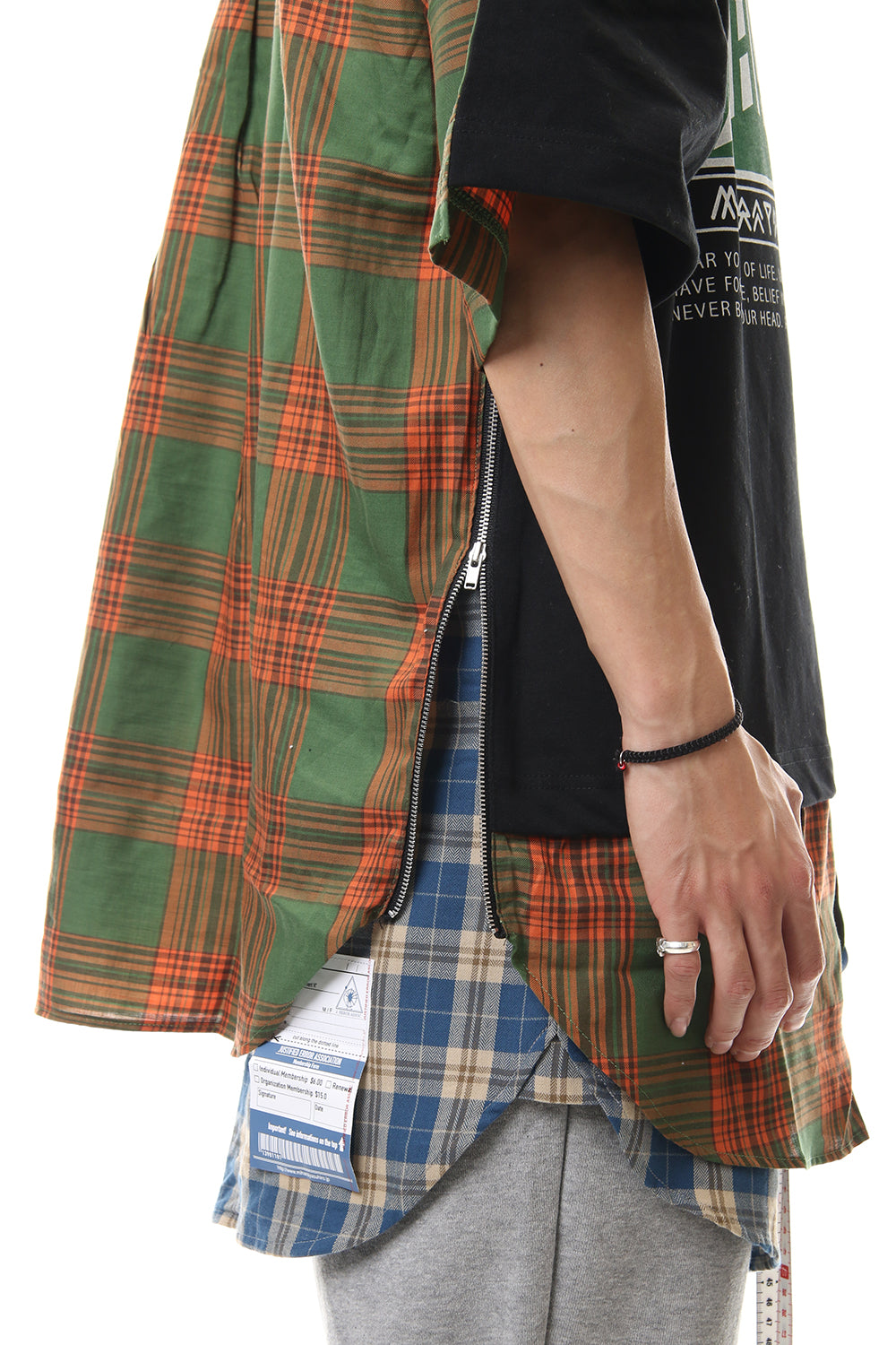 Shirt Docking Zip Slit T-shirt Black