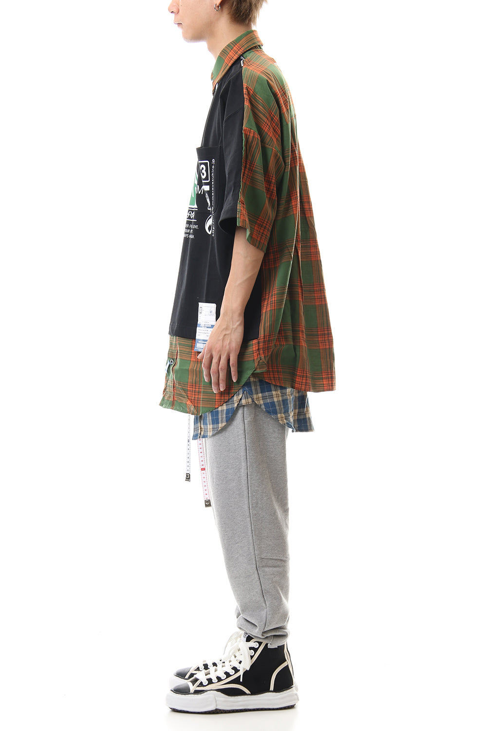 Shirt Docking Zip Slit T-shirt Black