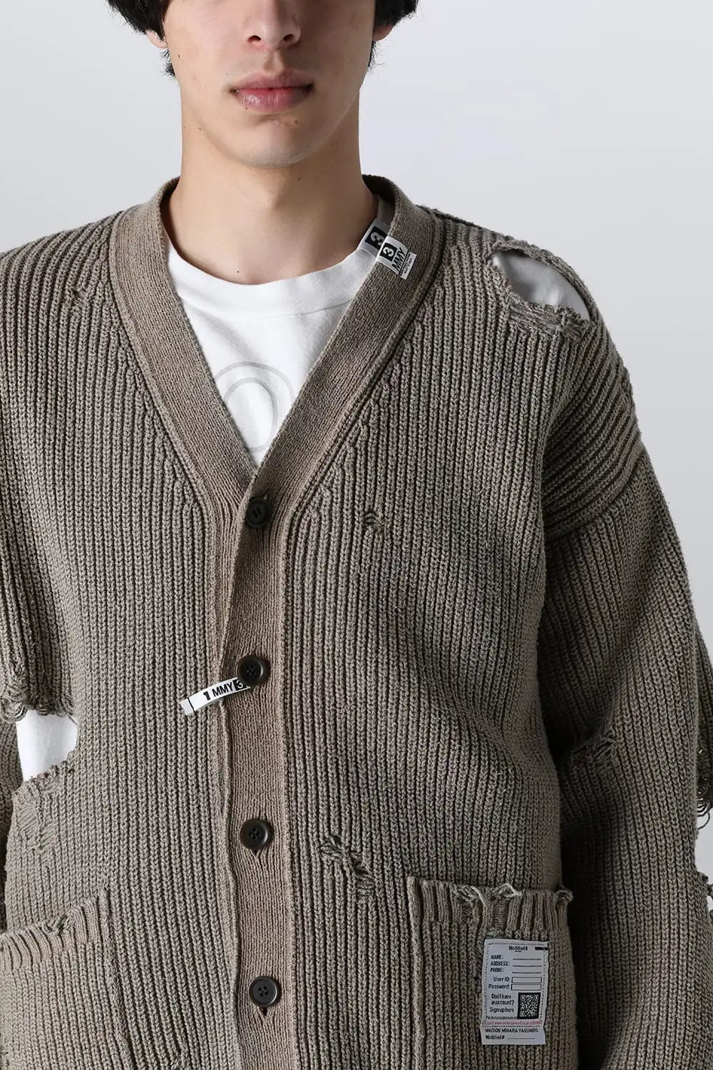 Bleached Knit Cardigan Khaki