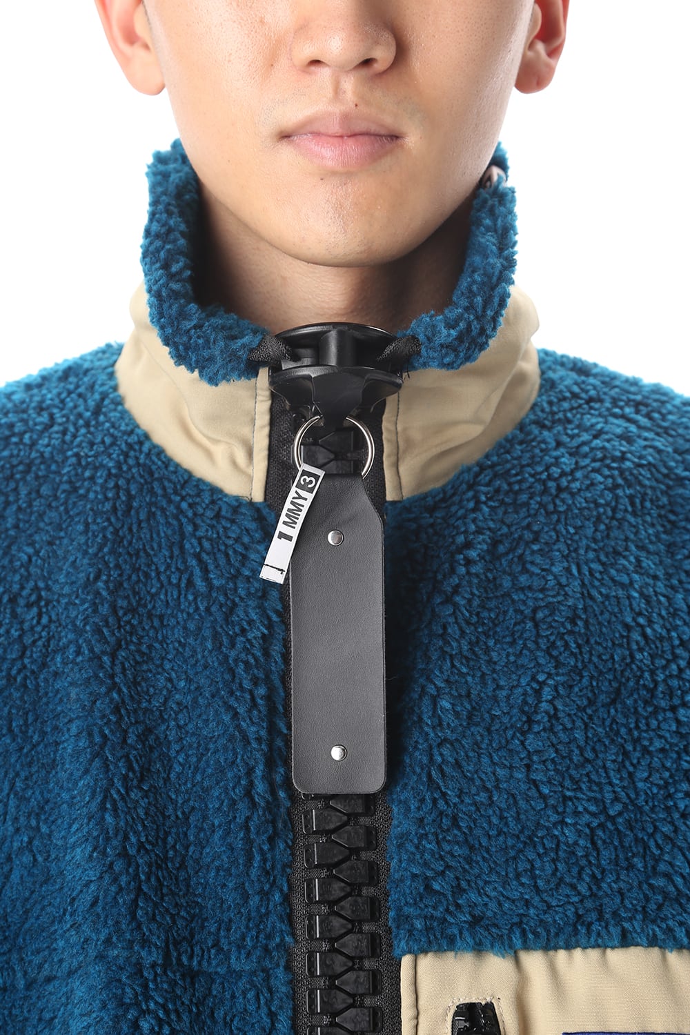 Enlarged zip Boa blouson Blue